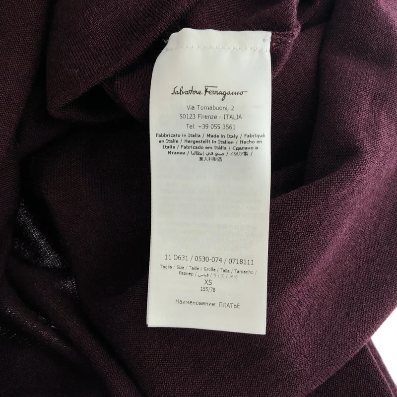 Salvatore Ferragamo / サルヴァトーレフェラガモ | ウール シルク ボウタイ Vネック ニットワンピース | XS | レディース