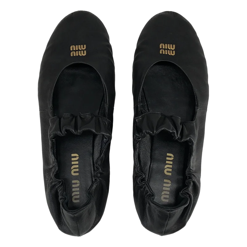 miu miu / ミュウミュウ | ルーシュ ナッパレザー バレエシューズ | 36 1/2 | レディース