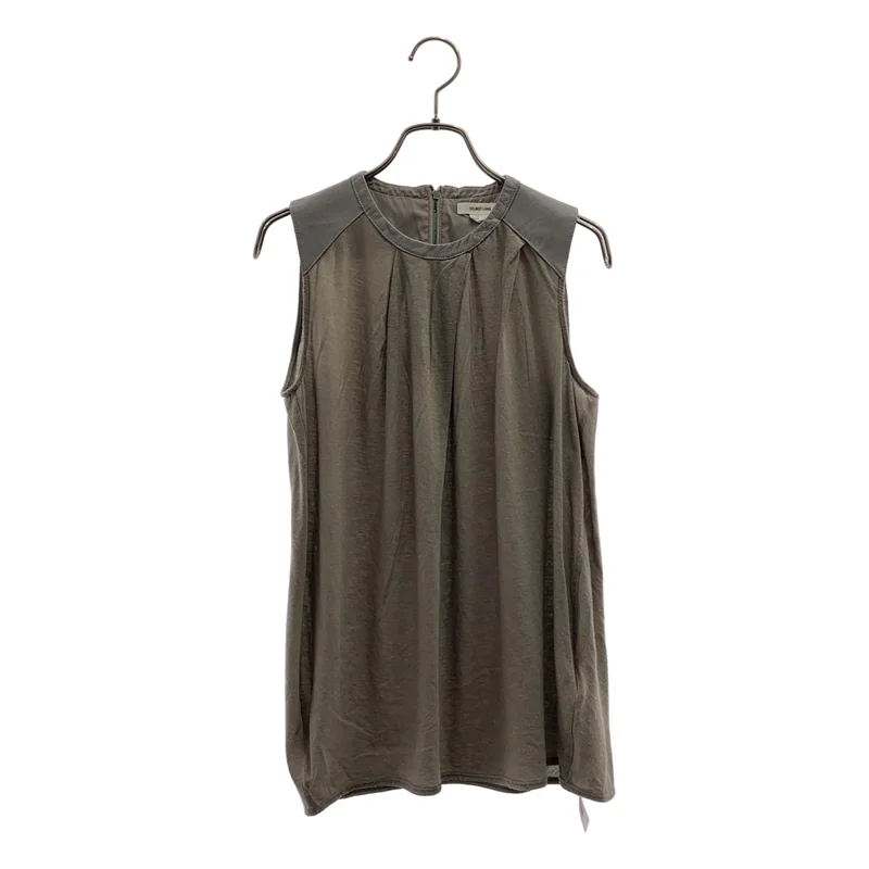HELMUT LANG / ヘルムートラング | レザー切替 ノースリーブ トップス | S | レディース