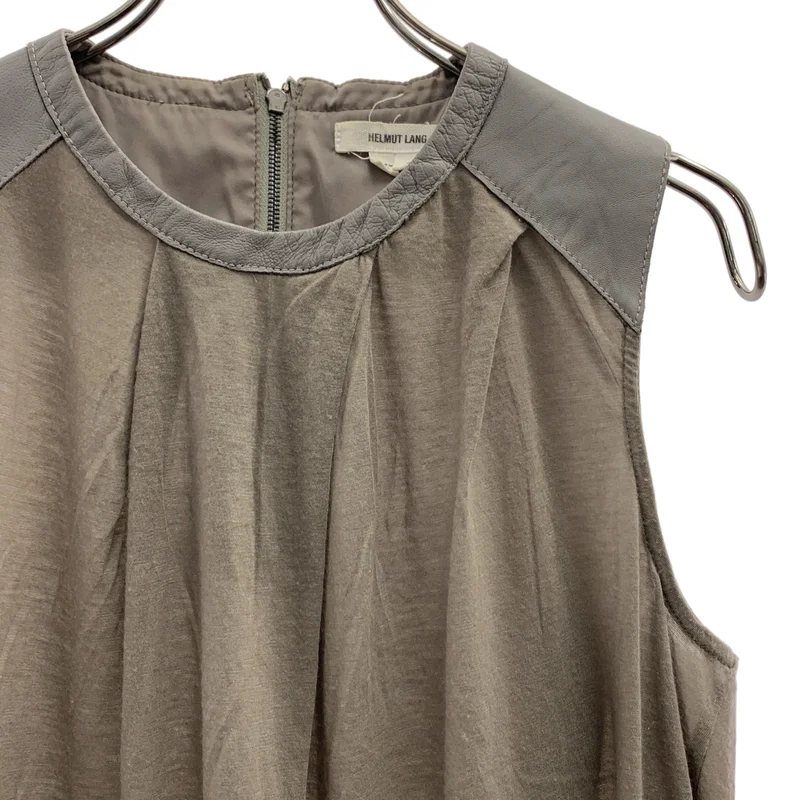 HELMUT LANG / ヘルムートラング | レザー切替 ノースリーブ トップス | S | レディース