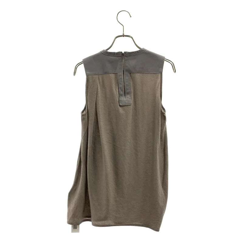 HELMUT LANG / ヘルムートラング | レザー切替 ノースリーブ トップス | S | レディース