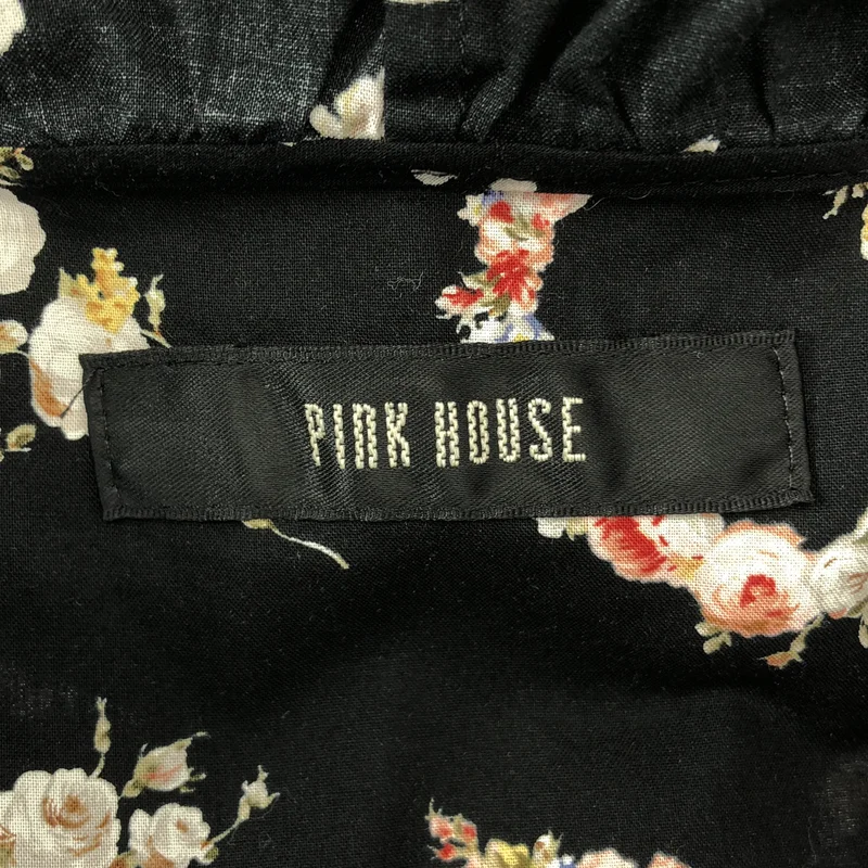 PINK HOUSE / ピンクハウス | コットン ロゴ フラワー 総柄 フーデッドチュニック ブラウス |