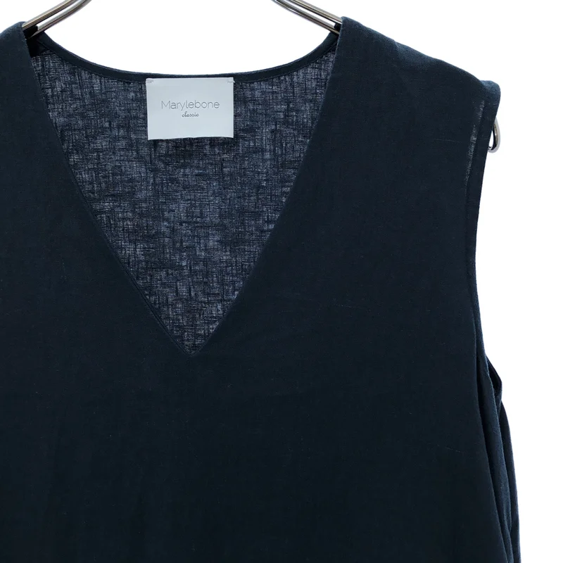 Herlipto / ハーリップトゥ | Marylebone / メリルボーン / リネン Vネック ノースリーブワンピース | M | レディース
