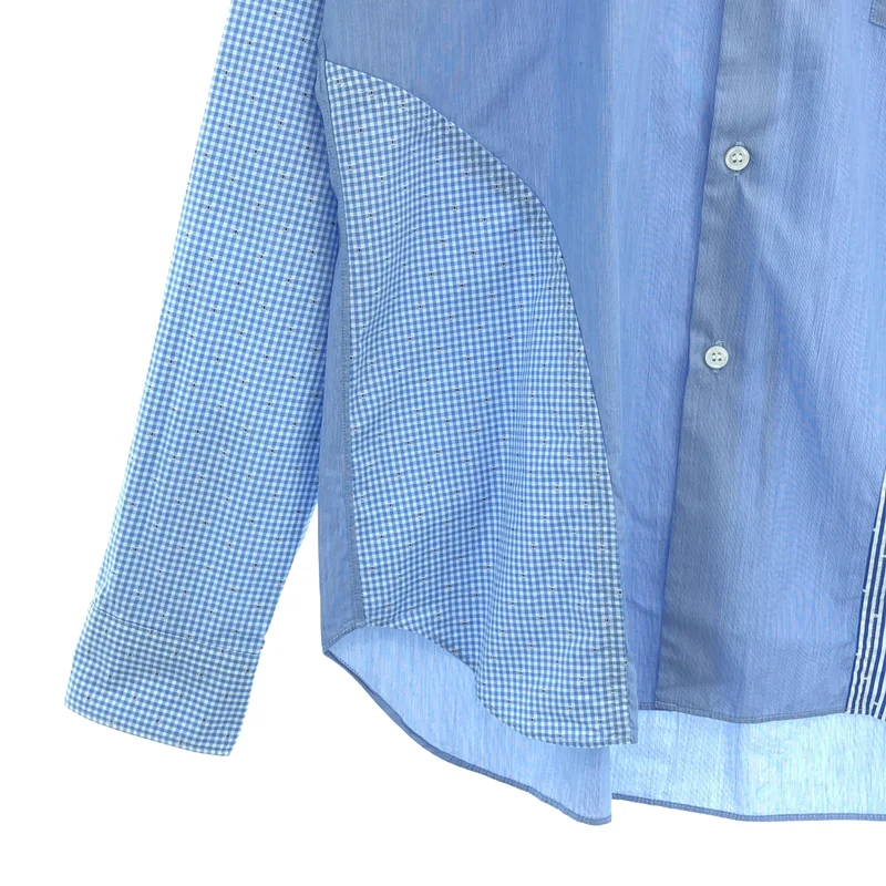 COMME des GARCONS HOMME DEUX / コムデギャルソンオムドゥ | 2021AW | コットン チェック ストライプ  パッチワークシャツ | M | メンズ