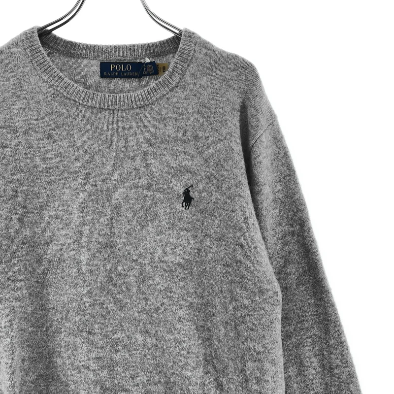 POLO RALPH LAUREN / ポロラルフローレン | ウール ロゴ刺しゅう クルーネックニット | S | メンズ