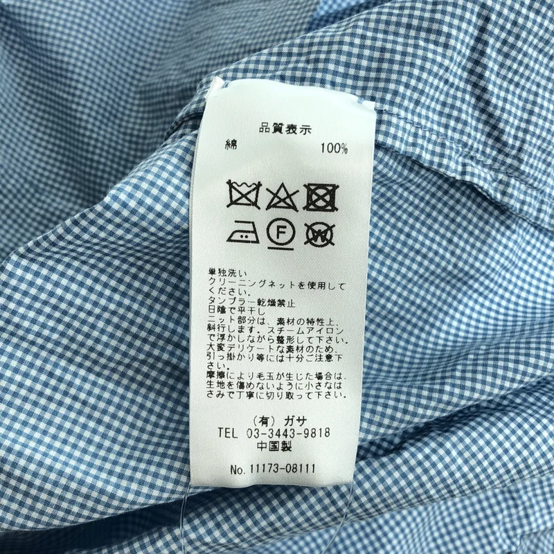 GASA / ガサ | コットン チェック フロント刺しゅう ノースリーブ ギャザーワンピース |