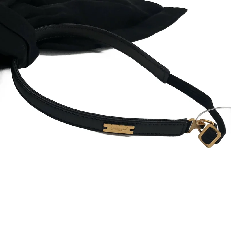 SAINT LAURENT PARIS / サンローランパリ | silk 100％ / シルク レザーストラップ ロゴ リボン チョーカー |