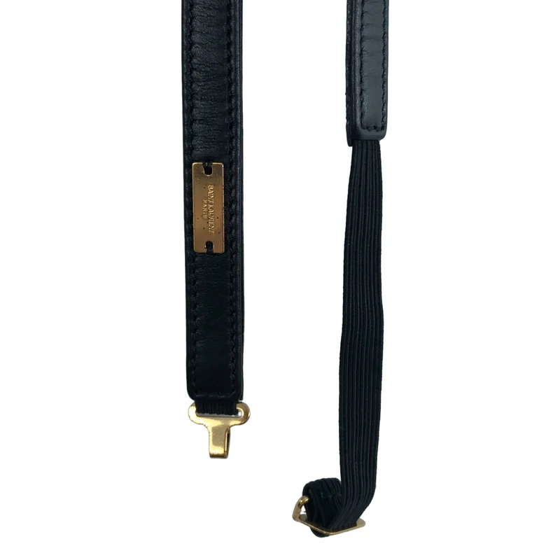 SAINT LAURENT PARIS / サンローランパリ | silk 100％ / シルク レザーストラップ ロゴ リボン チョーカー |