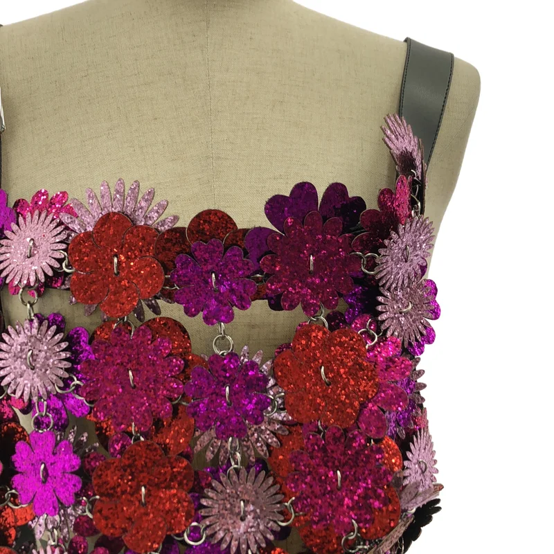 noir kei ninomiya / ノワールケイニノミヤ | 2023AW | FLORAL APPLIQUE VEST グリッター アップリケ ハーネス | S | レディース