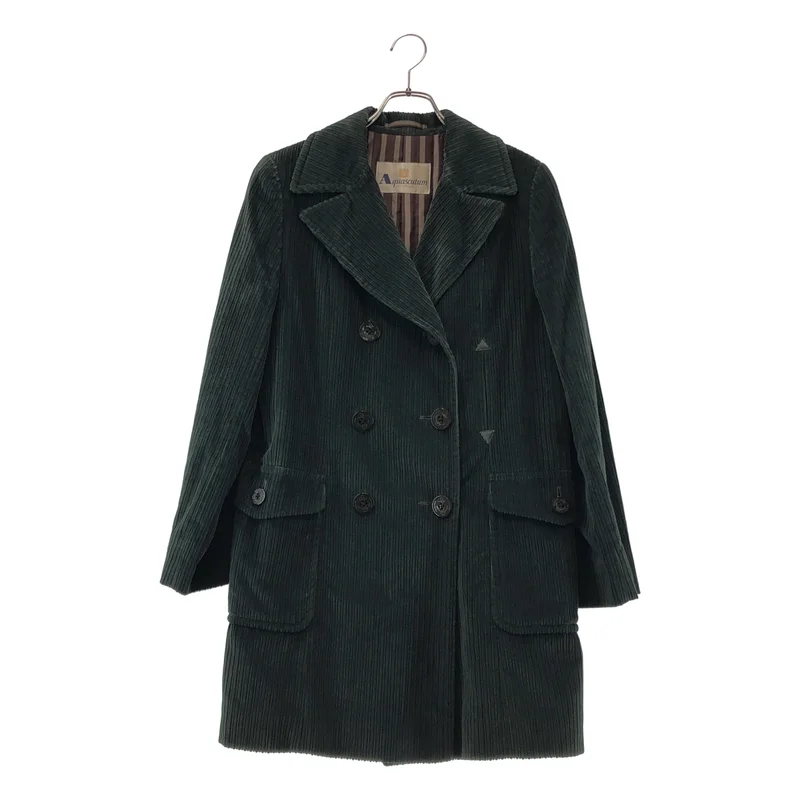 AQUASCUTUM / アクアスキュータム | コーデュロイ ダブル Pコート / 総柄裏地 |