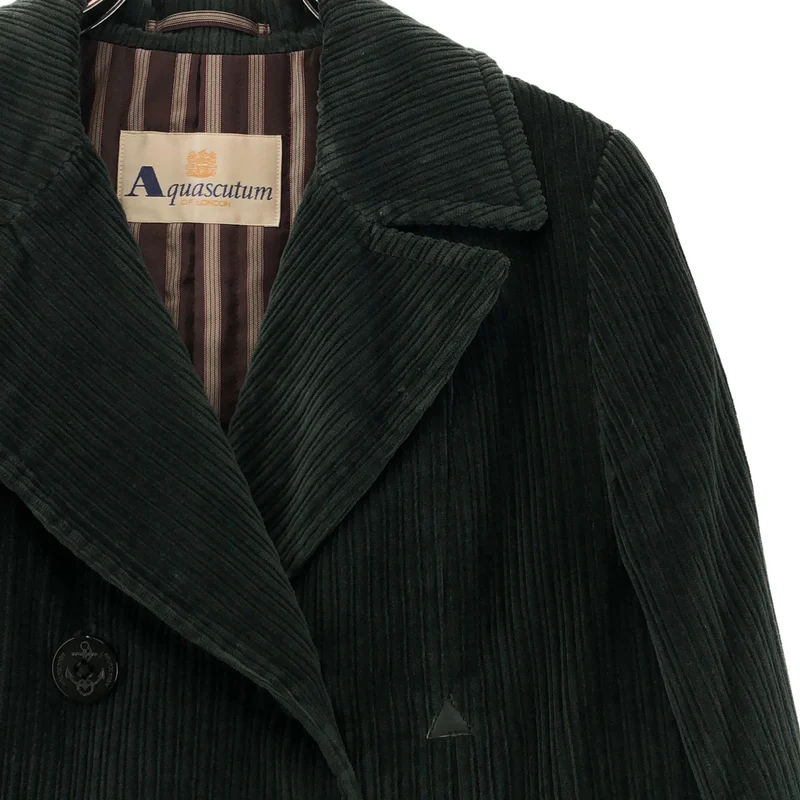 AQUASCUTUM / アクアスキュータム | コーデュロイ ダブル Pコート / 総柄裏地 |
