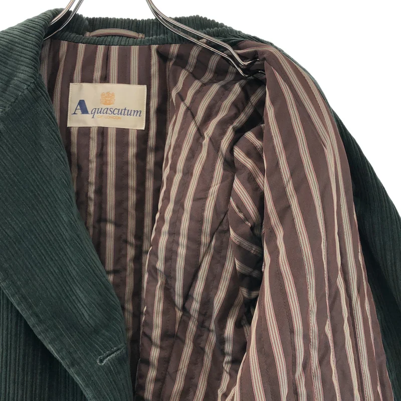 AQUASCUTUM / アクアスキュータム | コーデュロイ ダブル Pコート / 総柄裏地 |