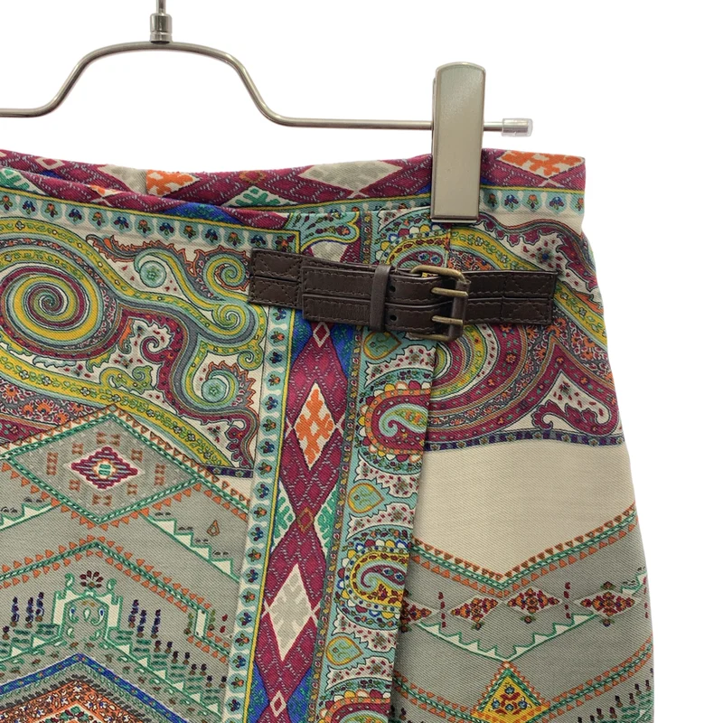ETRO / エトロ | 総柄 サイドジップ ラップ スカート | 42 | レディース