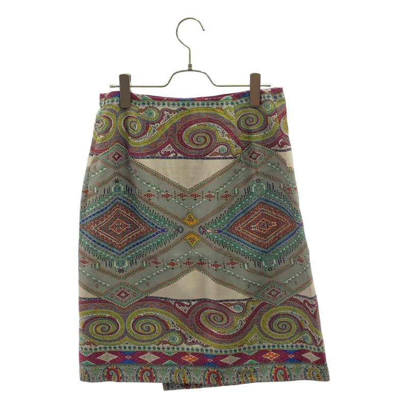 ETRO / エトロ | 総柄 サイドジップ ラップ スカート | 42 | レディース