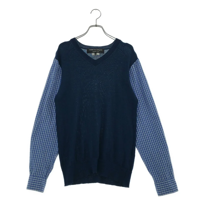 COMME des GARCONS HOMME PLUS / コムデギャルソンオムプリュス | 2008SS | 異素材 ドッキング Vネック ニット | S | メンズ