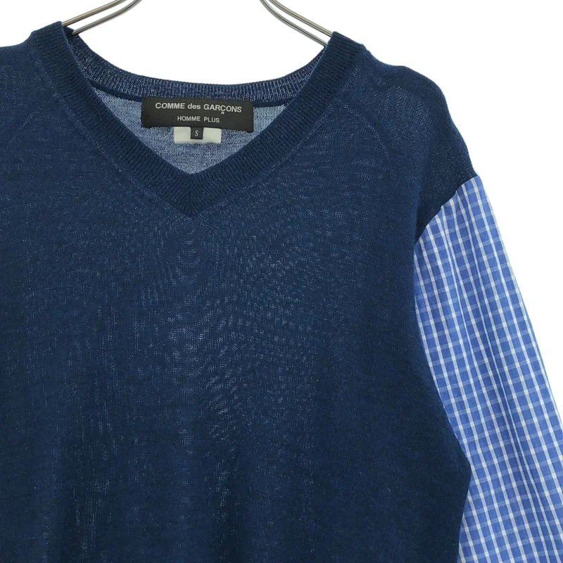 COMME des GARCONS HOMME PLUS / コムデギャルソンオムプリュス | 2008SS | 異素材 ドッキング Vネック ニット | S | メンズ
