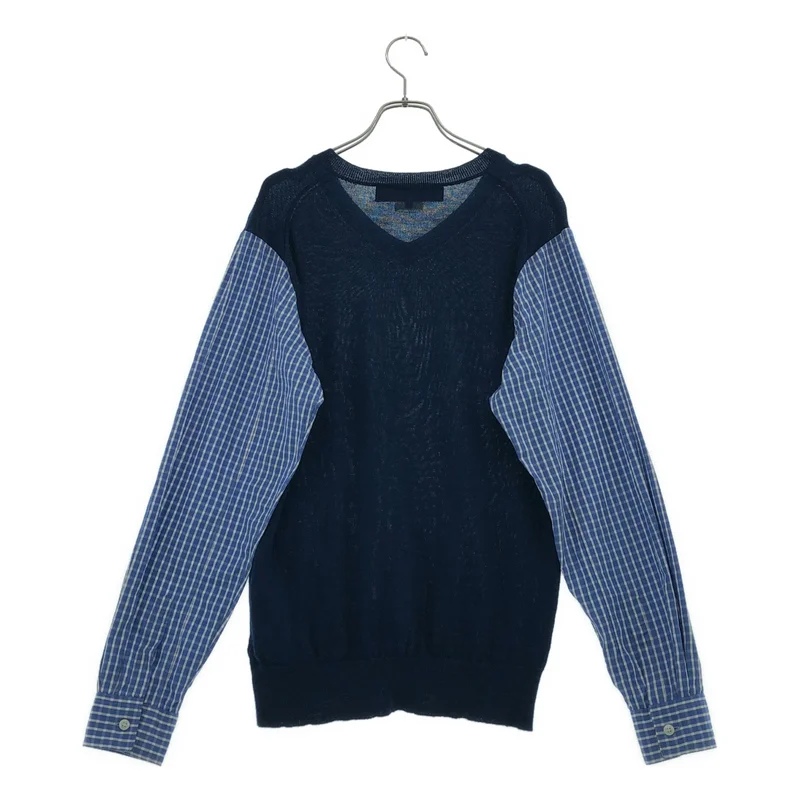 COMME des GARCONS HOMME PLUS / コムデギャルソンオムプリュス | 2008SS | 異素材 ドッキング Vネック ニット | S | メンズ