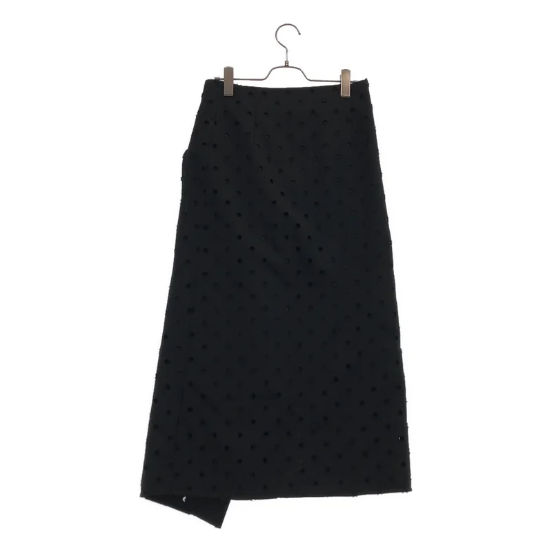 Y's / ワイズヨウジヤマモト | 2023AW | WOOL/POLYESTER GABARDINE PLEATED WRAP SKIRT / ウール混 ドットパンチング プリーツ ラップスカート | 1 | レディース