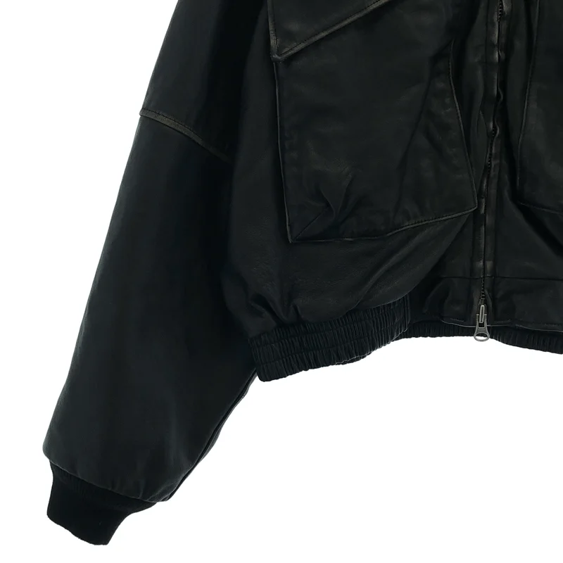 BEAMS / ビームス | ユーズド加工 レザー ショートブルゾン | M | メンズ
