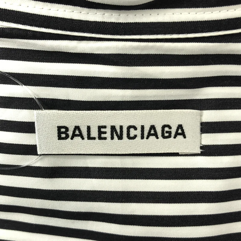 BALENCIAGA / バレンシアガ | ストライプ バックロゴプリント ニュースイングシャツ | 38 | レディース