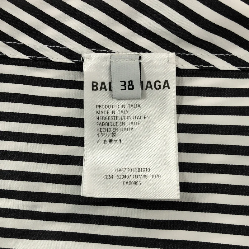 BALENCIAGA / バレンシアガ | ストライプ バックロゴプリント ニュースイングシャツ | 38 | レディース