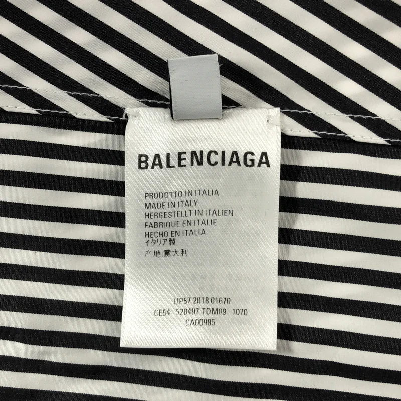 BALENCIAGA / バレンシアガ | ストライプ バックロゴプリント ニュースイングシャツ | 38 | レディース