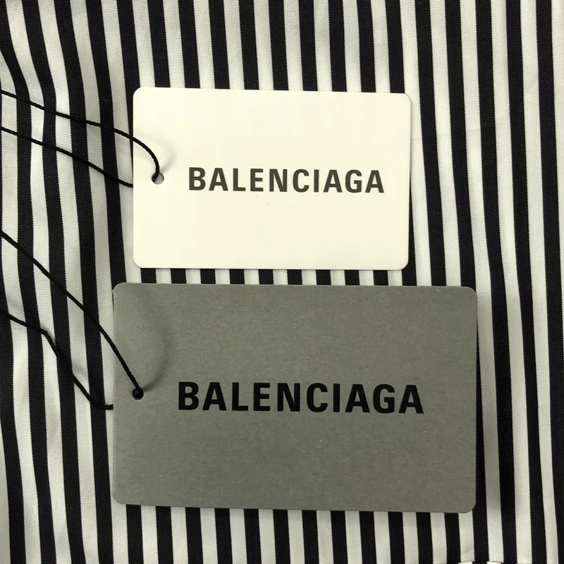 BALENCIAGA / バレンシアガ | ストライプ バックロゴプリント ニュースイングシャツ | 38 | レディース