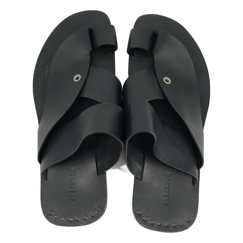 JIL SANDER / ジルサンダー | レザー トングサンダル | 45 | メンズ