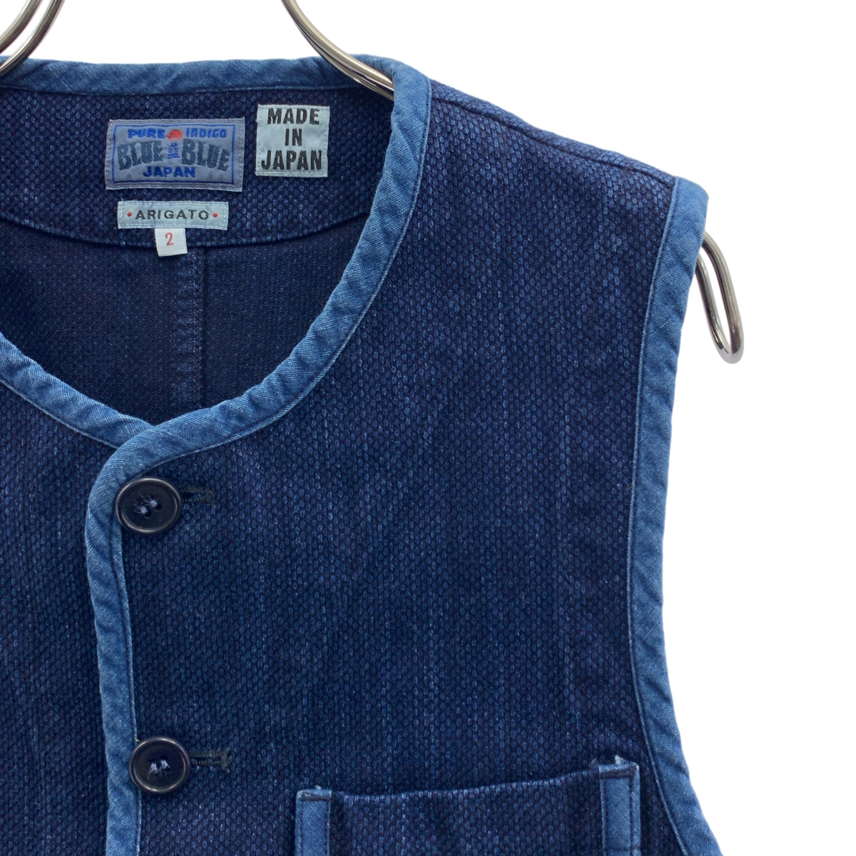 BLUE BLUE(ブルーブルー) インディゴ 刺し子 ベスト メンズ トップス 