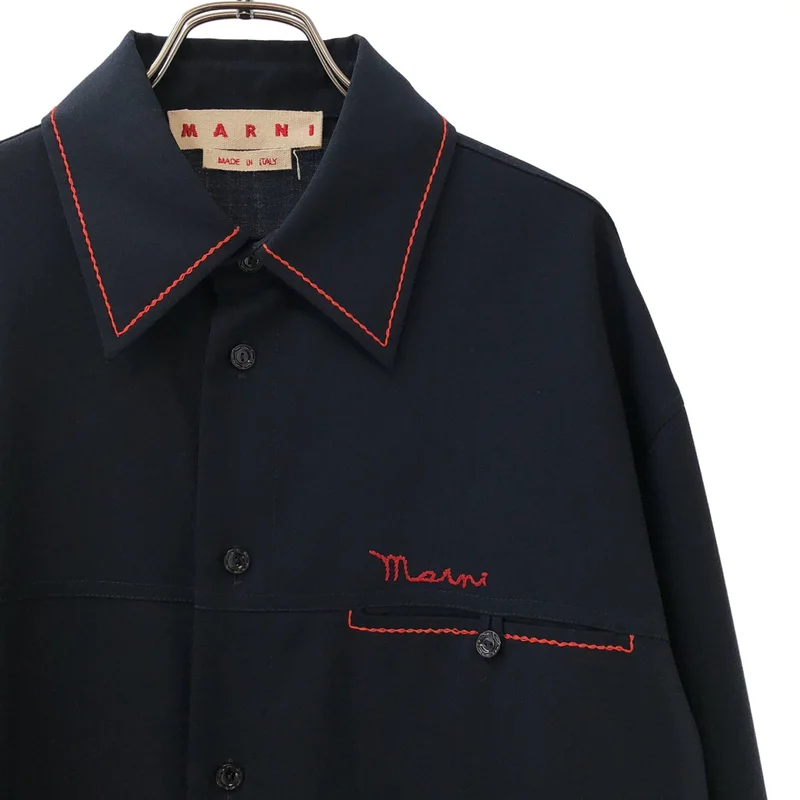 MARNI / マルニ | 2023SS | トロピカルウール ステッチワーク オーバーシャツ | 50 | メンズ
