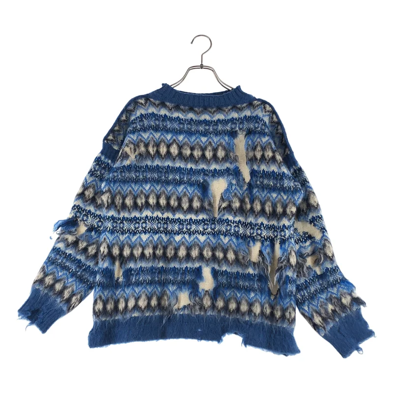 Maison Margiela / メゾンマルジェラ | 2022AW | ウール ダメージ加工 ジャガード ニット | L | レディース