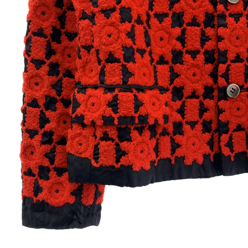 tricot COMME des GARCONS / トリココムデギャルソン | 2001AW | エンブロイダリー 丸襟 シングルブレスト ジャケット / 総裏地 | M | レディース