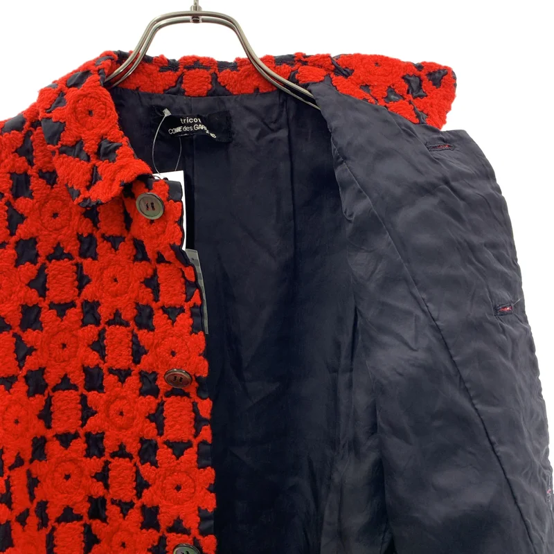 tricot COMME des GARCONS / トリココムデギャルソン | 2001AW | エンブロイダリー 丸襟 シングルブレスト ジャケット / 総裏地 | M | レディース