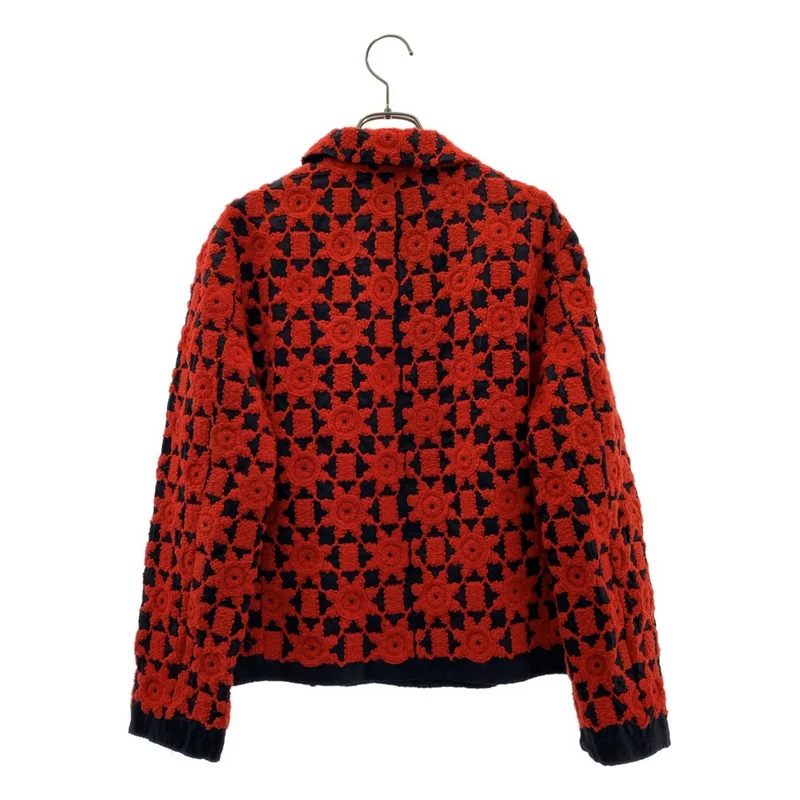tricot COMME des GARCONS / トリココムデギャルソン | 2001AW | エンブロイダリー 丸襟 シングルブレスト ジャケット / 総裏地 | M | レディース