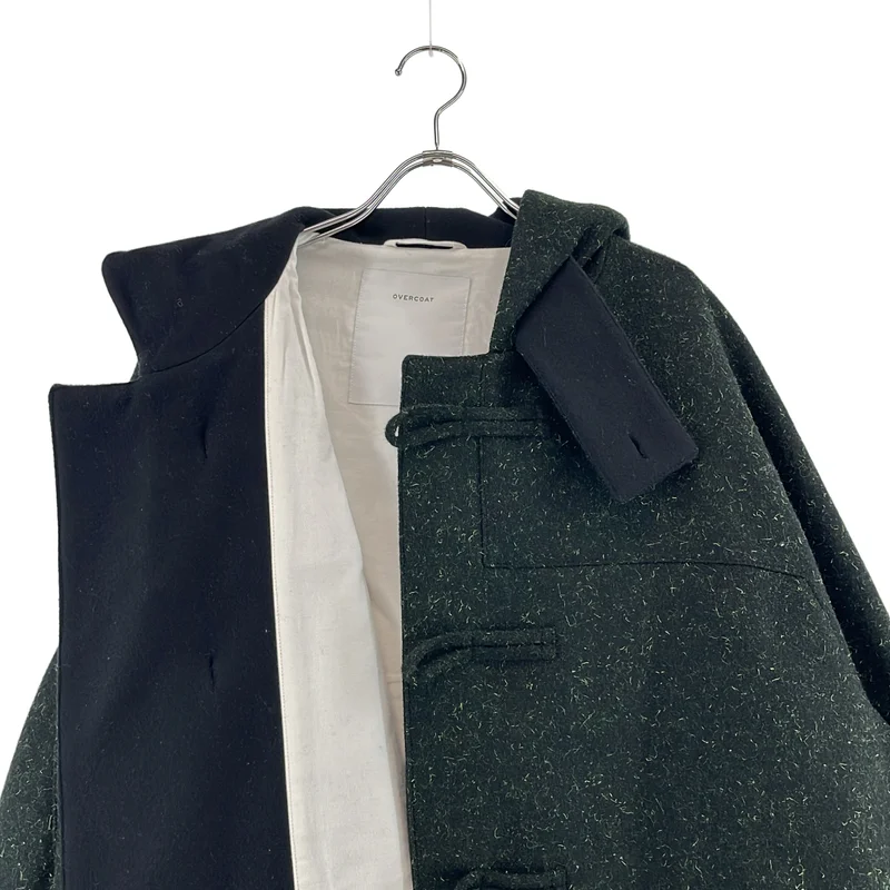 【美品】  OVERCOAT / オーバーコート | YOKE SLEEVE OVERCOAT WITH HOOD IN SPECKLED WOOL MELTON ダッフルコート | 0 | グリーン | メンズ OVERCOAT / オーバーコート | YOKE SLEEVE OVERCOAT WITH HOOD IN