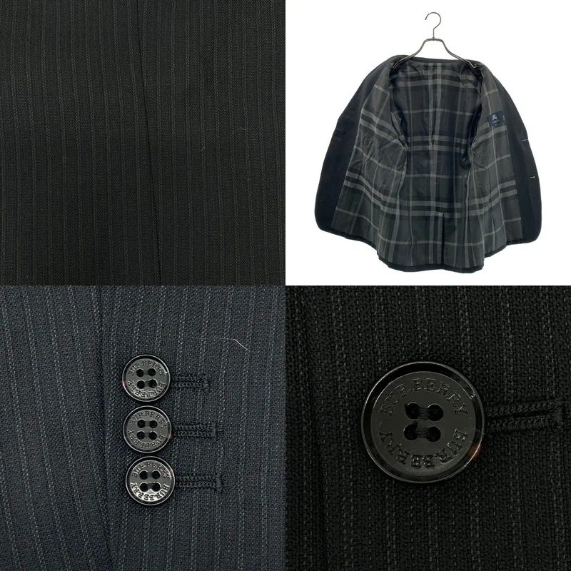 BURBERRY LONDON / バーバリーロンドン | ストライプ ロゴボタン シングル テーラードジャケット / 総裏地 | 170 | メンズ