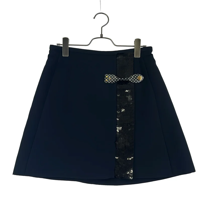Louis Vuitton / ルイヴィトン | 2022SS | シルク ウール スパンコール モノグラムストラップ スカート | 38 | レディース