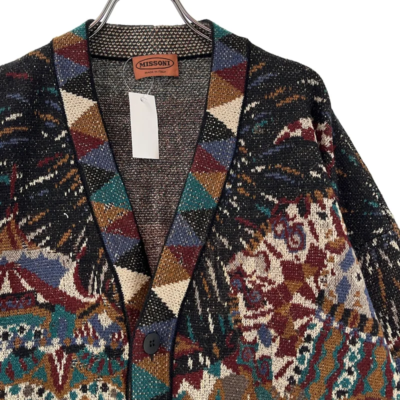MISSONI / ミッソーニ | ウール 総柄 Vネック ニットカーディガン |