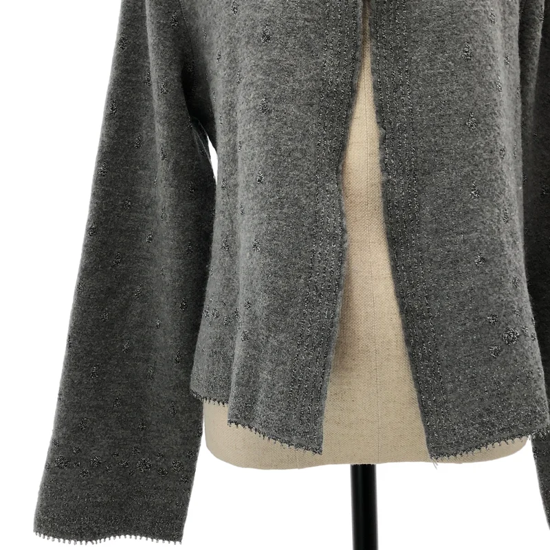 HaaT ISSEY MIYAKE / ハートイッセイミヤケ | ウール スタンドカラー ラメニットカーディガン | 3 | レディース