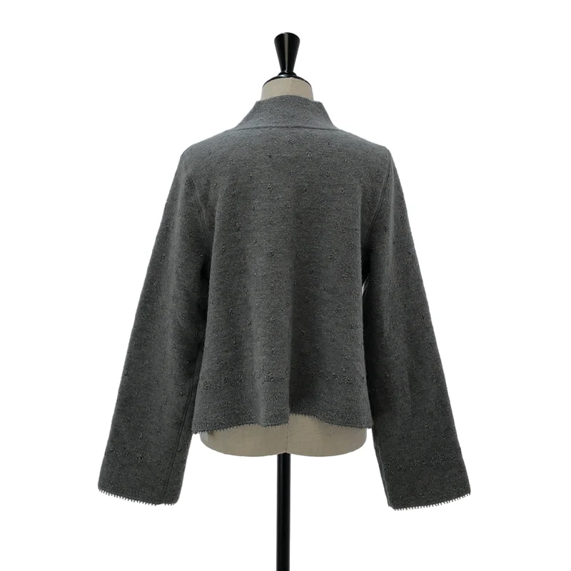 HaaT ISSEY MIYAKE / ハートイッセイミヤケ | ウール スタンドカラー ラメニットカーディガン | 3 | レディース
