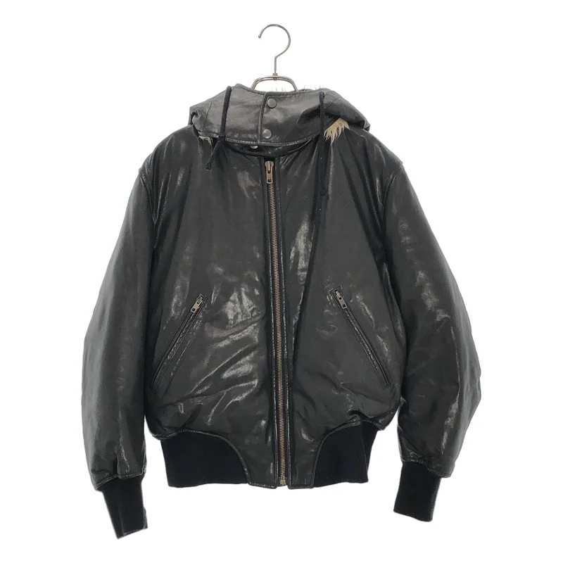 Paul Smith COLLECTION / ポールスミスコレクション | 羊革 ラムレザー 中綿 ジップ ジャケット / ファーフード着脱可 | M | メンズ