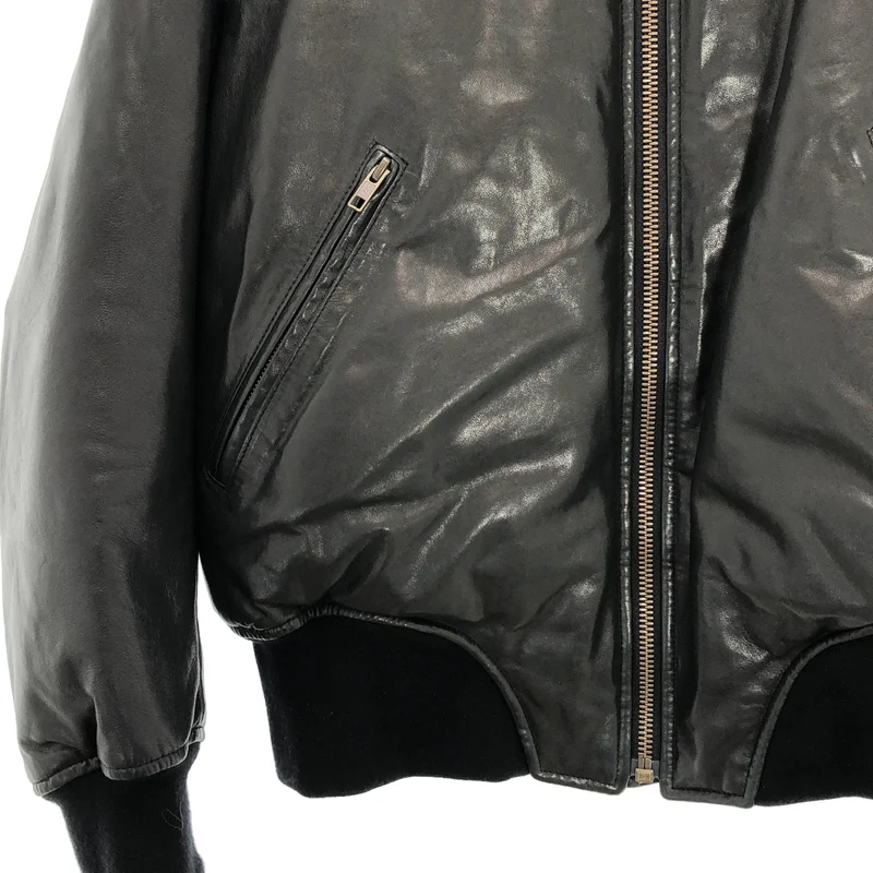 Paul Smith COLLECTION / ポールスミスコレクション | 羊革 ラムレザー 中綿 ジップ ジャケット / ファーフード着脱可 | M | メンズ