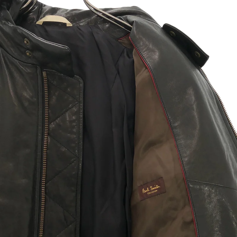 Paul Smith COLLECTION / ポールスミスコレクション | 羊革 ラムレザー 中綿 ジップ ジャケット / ファーフード着脱可 | M | メンズ