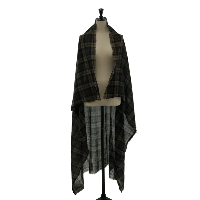DANIELA GREGIS / Daniela Gregis | Wool Check Large Fringed Stole