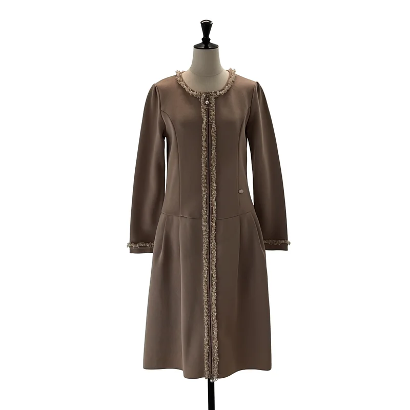 Rene / ルネ | ノーカラー ジップアップ ニットワンピース | 38 | レディース