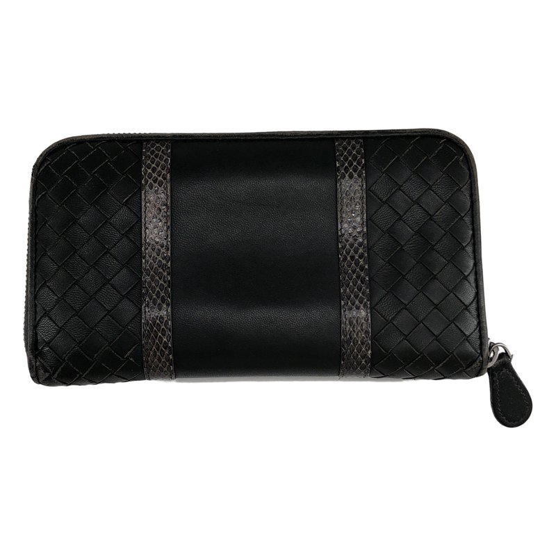 BOTTEGA VENETA / ボッテガヴェネタ | イントレチャートレザー パイソン切り替え ラウンドジップ ロングウォレット |