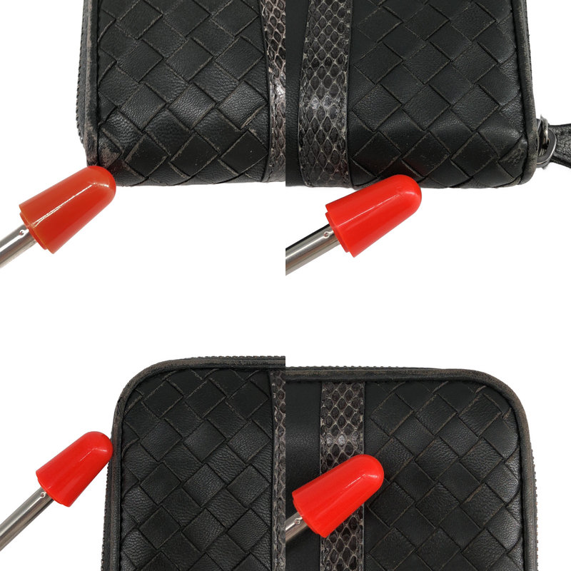 BOTTEGA VENETA / ボッテガヴェネタ | イントレチャートレザー パイソン切り替え ラウンドジップ ロングウォレット |