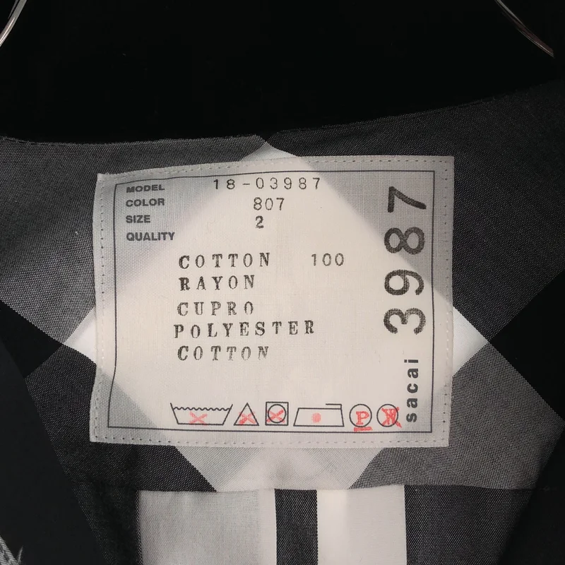 sacai / サカイ | コットン チェック ベロア切替 シャツ | 2 | レディース