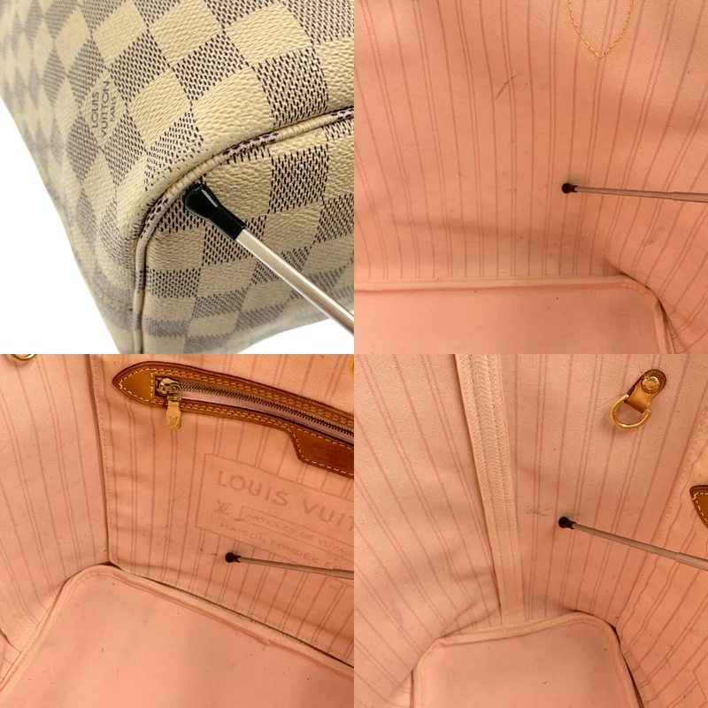 Louis Vuitton / ルイヴィトン | ポーチ付き ダミエアズール ネヴァーフル ダミエキャンバス レザートートバッグ |