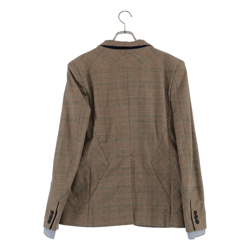 sacai / サカイ | グレンチェック レイヤードスリーブ テーラードジャケット | 1 | レディース